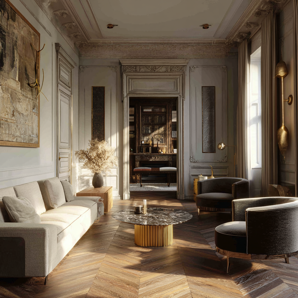 Elegant French-style apartment living room